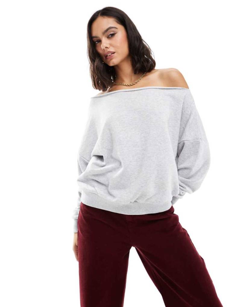Cotton On - One-Shoulder-Strickpullover aus Baumwolle in Grau meliert von Cotton:On