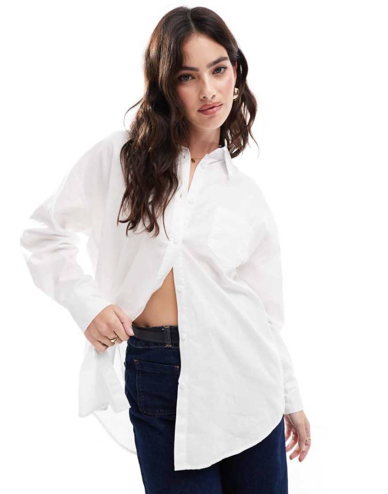 Cotton On - Oversize-Hemd aus Popeline in Weiß von Cotton:On
