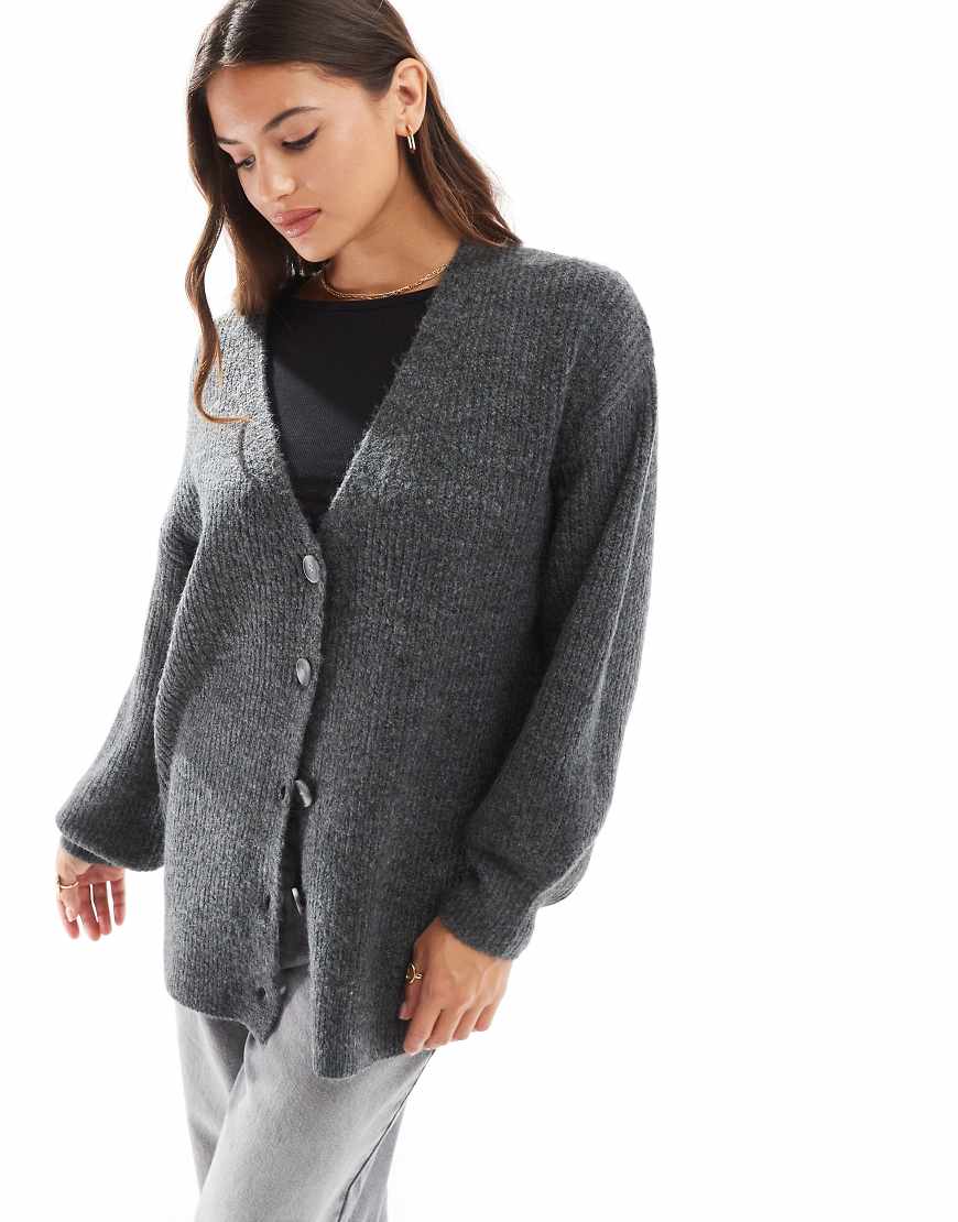Cotton On - Oversize-Strickjacke in meliertem Anthrazit-Grau von Cotton:On