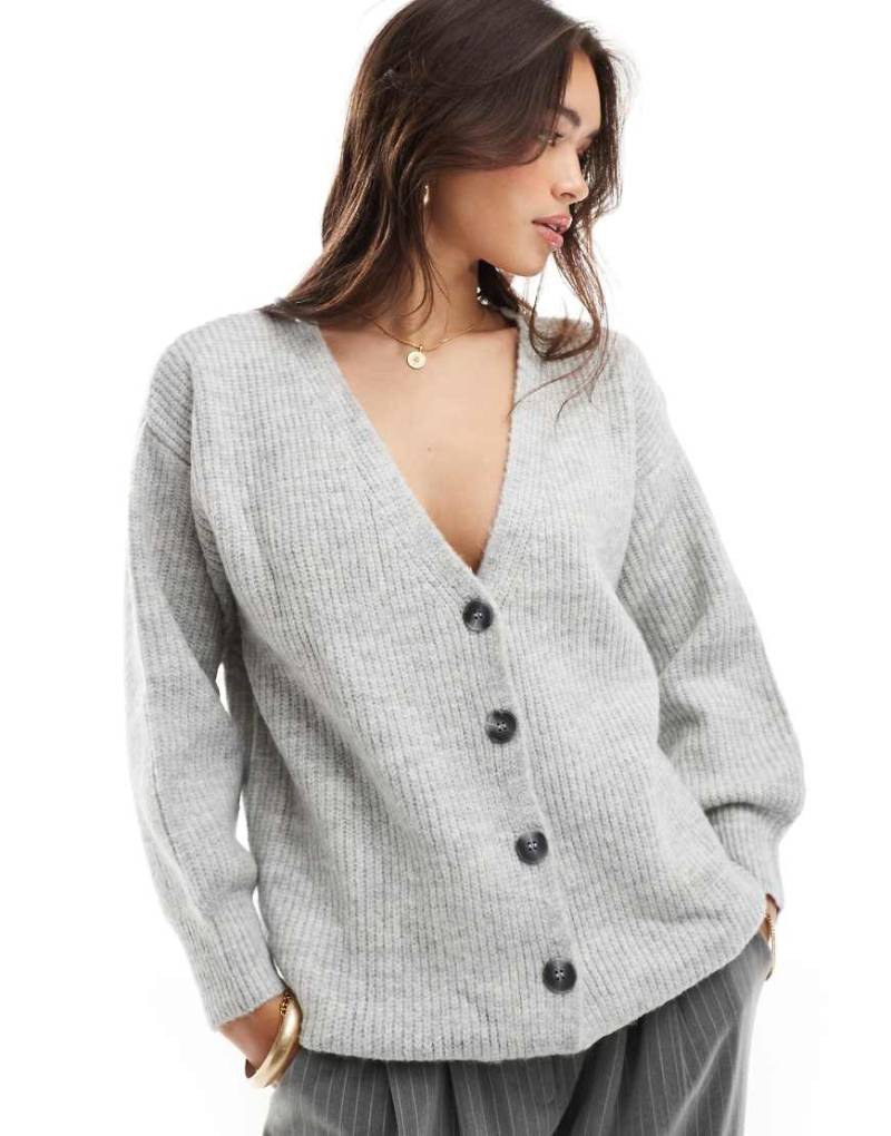Cotton On - Oversize-Strickjacke in meliertem Grau von Cotton:On
