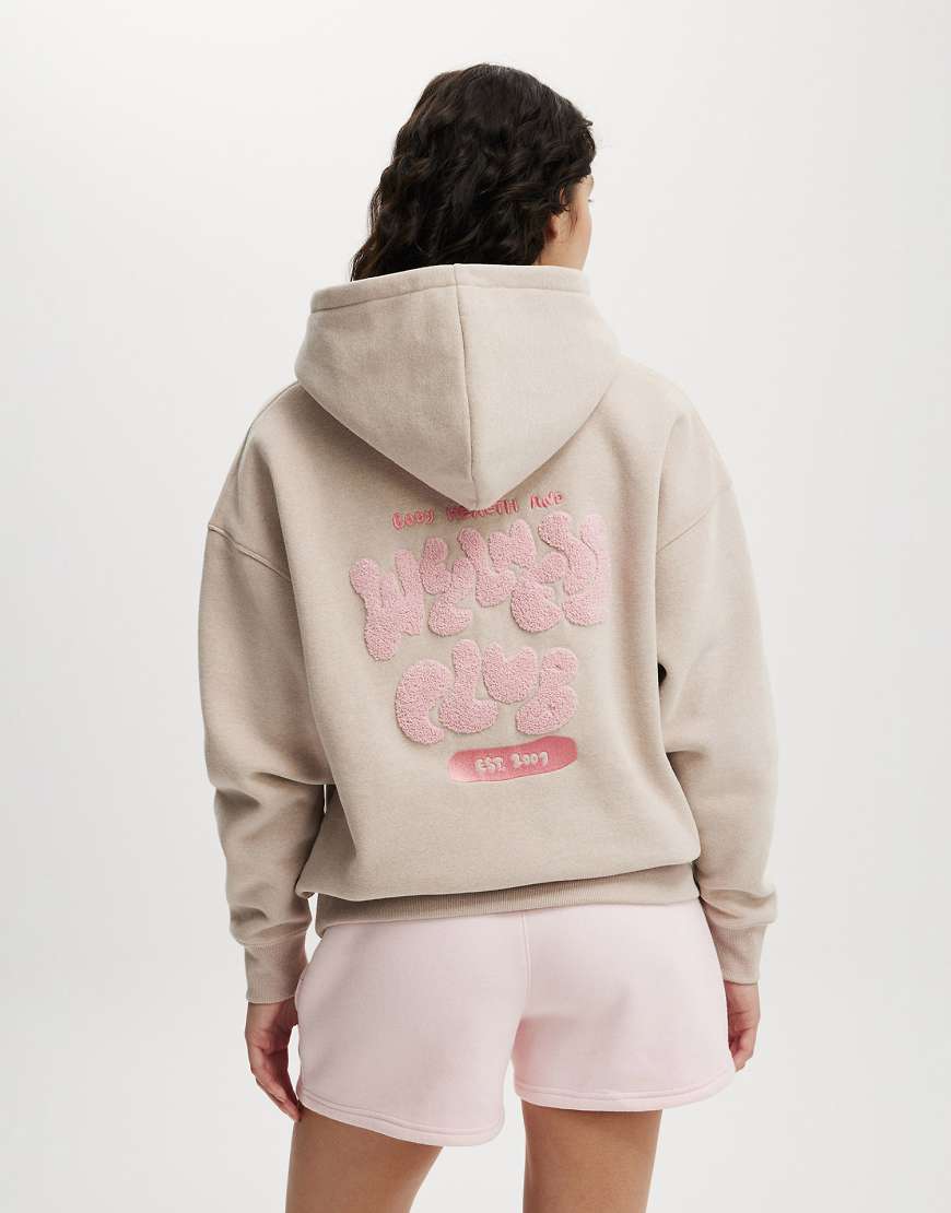 Cotton On - Plush - Hochwertiger Kapuzenpullover in Beige mit Print-Neutral von Cotton:On