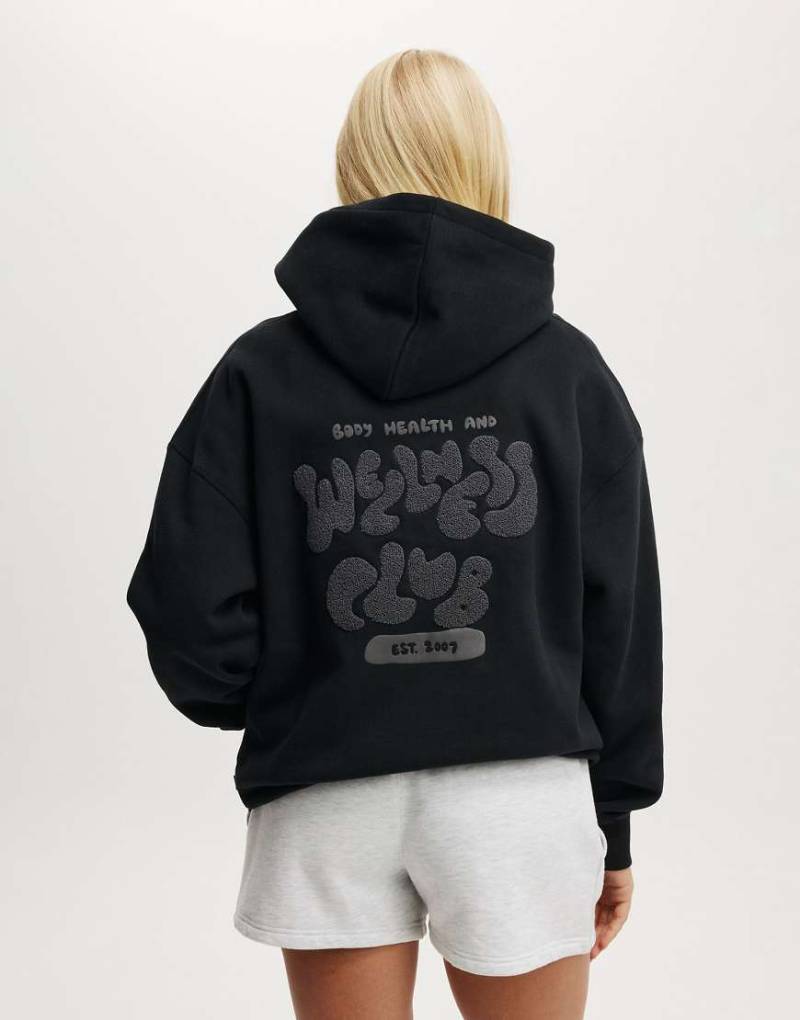 Cotton On - Plush - Hochwertiger Kapuzenpullover in Schwarz mit Print von Cotton On