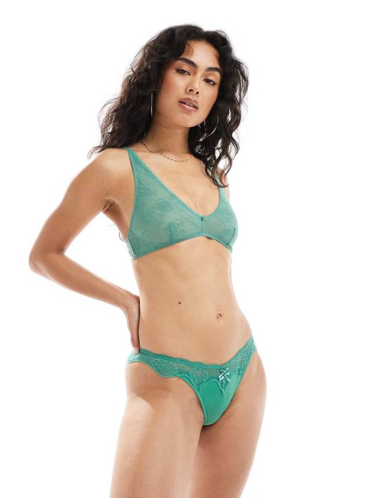 Cotton On - Sabrina - G-String-Tanga in Light Vine mit Spitze-Grün von Cotton On