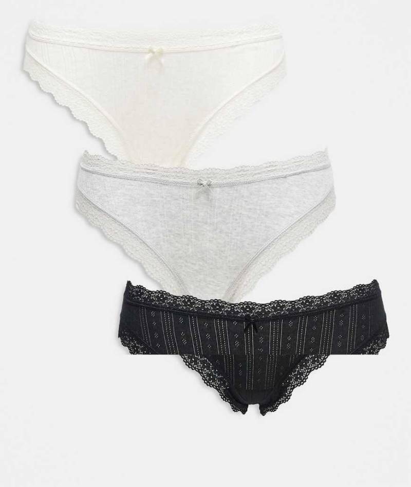 Cotton On - Slips in Schwarz, Grau und Buttertoffee im Multipack-Bunt von Cotton:On