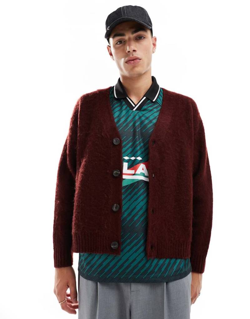 Cotton On - Strickjacke in Mahagoni mit kastiger Passform-Rot von Cotton:On
