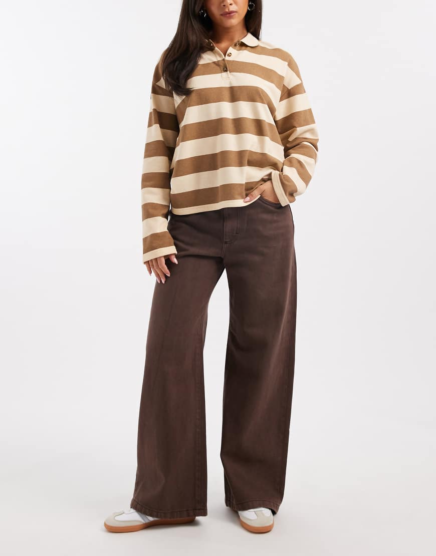 Cotton On - Superweite Jeans in verwaschenem Y2K-Mokka mit niedrigem Bund-Brown von Cotton On