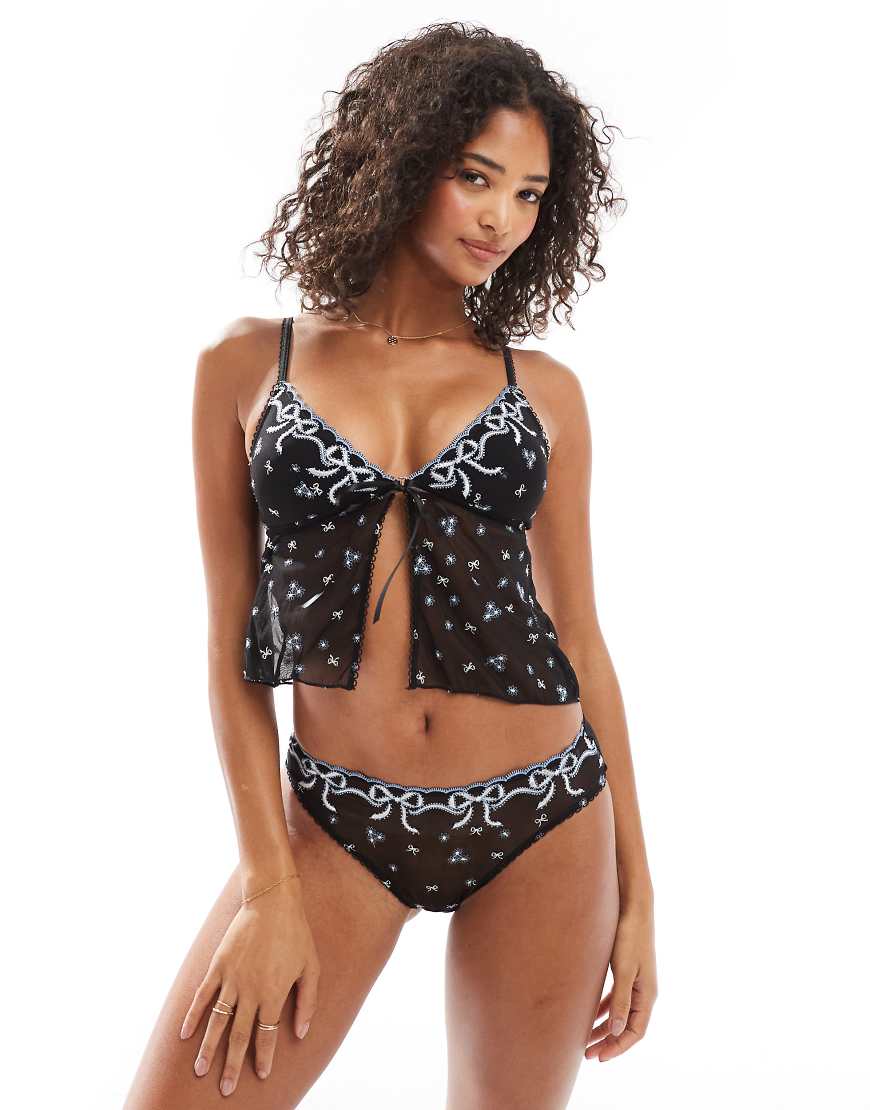 Cotton On - Trixie - Longline-Bustier in Schwarz mit Schleifen-Design Cotton On - Trixie - Longline-Bustier in Schwarz mit Schleifen-Design von Cotton:On