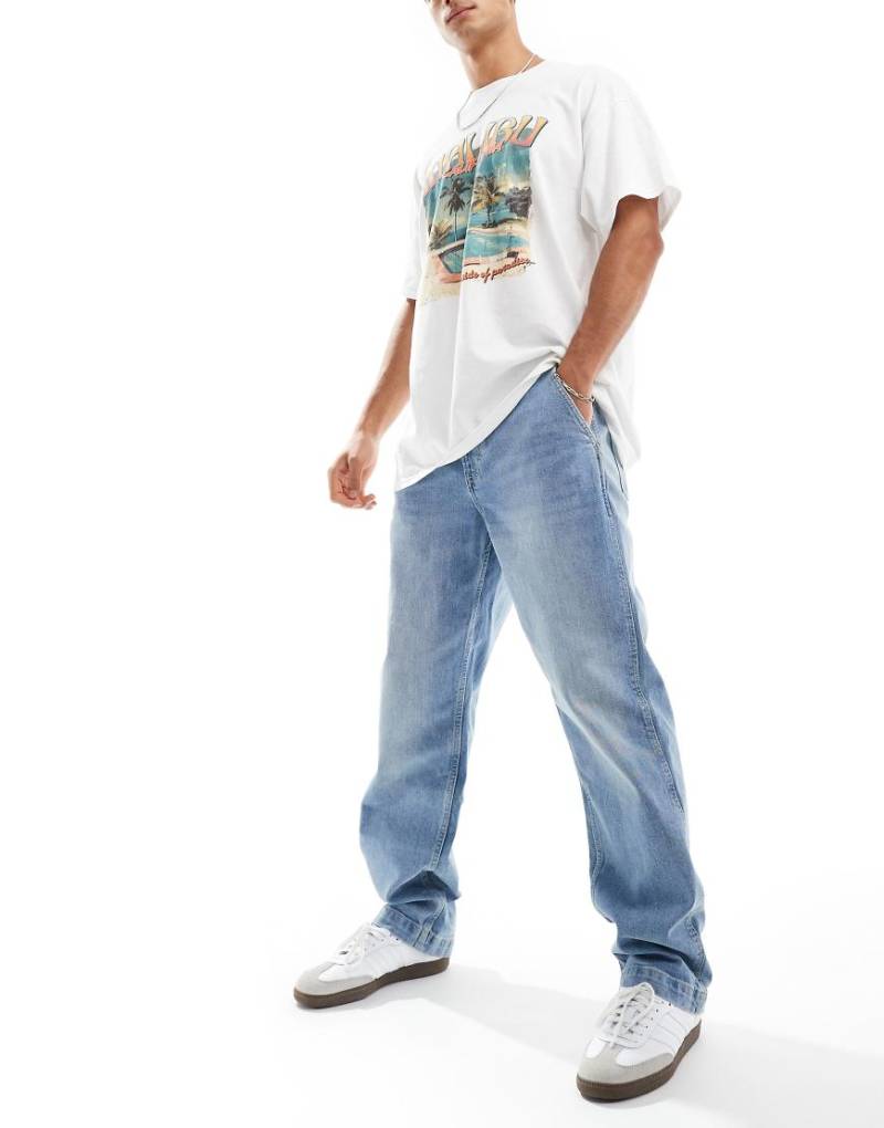 Cotton On - Weite Carpenter-Jeans in Silberblau von Cotton:On