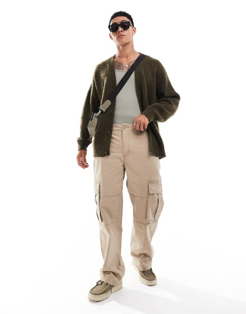 Cotton On - Weite Utility-Hose aus Ripstop in hellem Kamelbraun mit Taschen-Neutral von Cotton On
