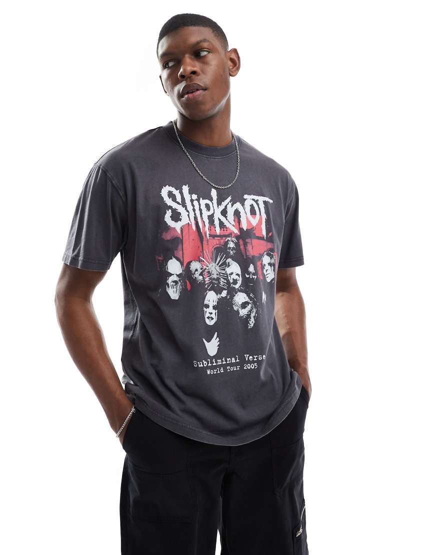 Cotton On - Weites T-Shirt aus hochwertigem Material in Grau mit „Slipknot"-Print Cotton On - Weites T-Shirt aus hochwertigem Material in Grau mit „Slipknot"-Print von Cotton:On