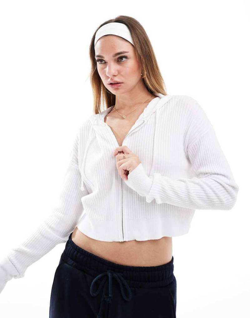 Cotton On - Zip it Good - Strickjacke in Weiß mit Kapuze von Cotton:On