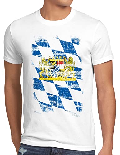 Bayern Vintage Flagge Herren T-Shirt München Oktoberfest Fussball FC, Größe:M, Farbe:Weiß von CottonCloud