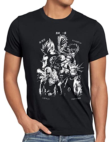 CottonCloud Anime Heroes Herren T-Shirt One Superhelden Goku Luffy Saitama Piece, Größe:5XL, Farbe:Schwarz von CottonCloud