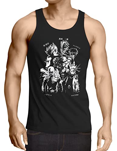 CottonCloud Anime Heroes Herren Tank Top One Superhelden Goku Luffy Saitama Piece, Größe:L von CottonCloud