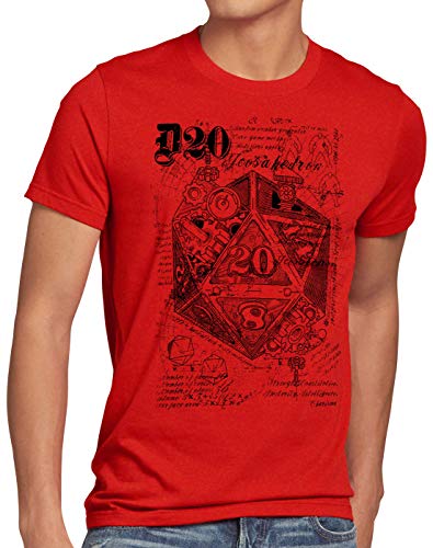 CottonCloud D20 Da Vinci Herren T-Shirt Dragons würfel Dungeon, Größe:XXL, Farbe:Rot von CottonCloud