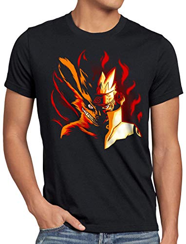 CottonCloud Fire Wolf Herren T-Shirt Uzumaki Ninja Anime, Größe:5XL von CottonCloud