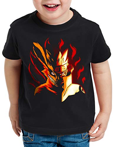 CottonCloud Fire Wolf T-Shirt für Kinder Uzumaki Ninja Anime, Größe:140 von CottonCloud