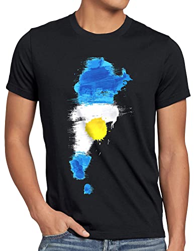 CottonCloud Flagge Argentinien Herren T-Shirt Fußball Sport Argentina WM EM Fahne, Größe:XL, Farbe:Schwarz von CottonCloud