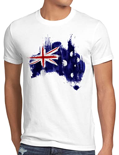 CottonCloud Flagge Australien Herren T-Shirt Fußball Sport Australia WM EM Fahne, Größe:XL, Farbe:Weiß von CottonCloud