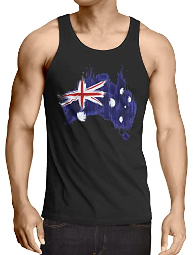 CottonCloud Flagge Australien Herren Tank Top Fußball Sport Australia WM EM Fahne, Größe:L, Farbe:Schwarz von CottonCloud