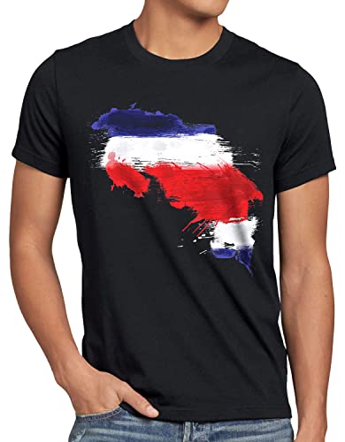 CottonCloud Flagge Costa Rica Herren T-Shirt Fußball Sport WM EM Fahne, Größe:XL, Farbe:Schwarz von CottonCloud