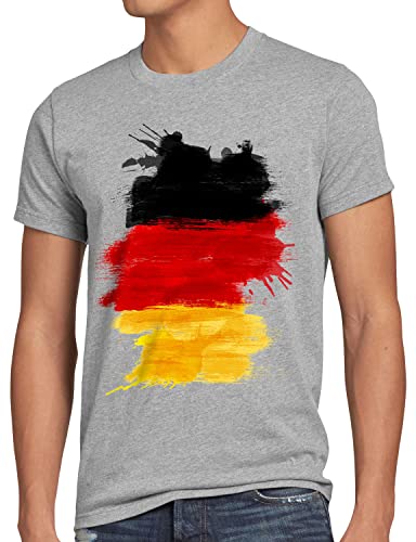 CottonCloud Flagge Deutschland Herren T-Shirt Fußball Sport Germany WM EM Fahne, Größe:XXL, Farbe:Grau meliert von CottonCloud