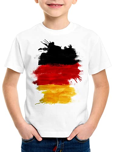 CottonCloud Flagge Deutschland Kinder T-Shirt Fußball Sport Germany WM EM Fahne, Farbe:Weiß, Größe:140 von CottonCloud