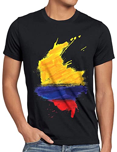 CottonCloud Flagge Kolumbien Herren T-Shirt Fußball Sport Colombia WM EM Fahne, Größe:L, Farbe:Schwarz von CottonCloud