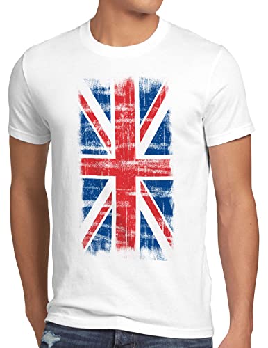 CottonCloud Jack Union England Vintage Flagge Herren T-Shirt, Größe:XXL, Farbe:Weiß von CottonCloud