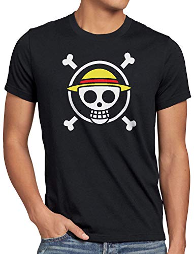 CottonCloud Jolly Roger Herren T-Shirt Strohhut Pirat, Größe:XXL von CottonCloud