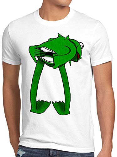 CottonCloud Kermit Herren T-Shirt Frosch handpuppe, Größe:XXL, Farbe:Weiß von CottonCloud