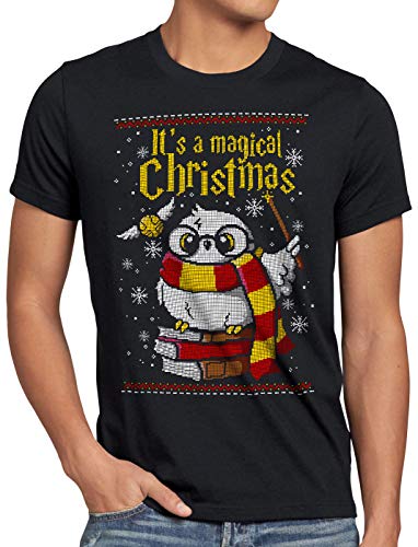 CottonCloud Magic Christmas Sweater Herren T-Shirt Eule Ugly Pulli Weihnachtspullover, Größe:3XL von CottonCloud