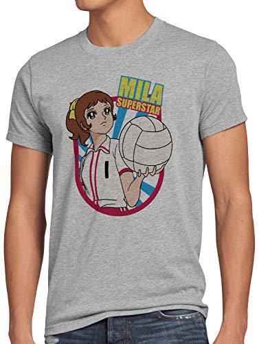 CottonCloud Mila Superstar Herren T-Shirt Volleyball Team Japan, Größe:M, Farbe:Grau meliert von CottonCloud