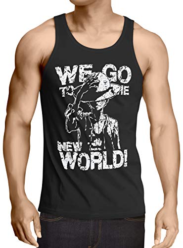 CottonCloud New World Pirate Herren Tank Top Ruffy Strohhut Anime, Größe:L von CottonCloud