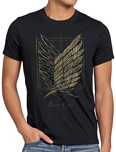 CottonCloud Protect The Wall Herren T-Shirt AOT on Attack Anime Titan, Größe:L, Farbe:Schwarz von CottonCloud