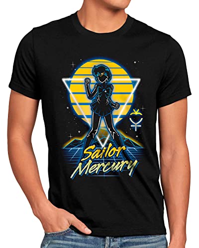 CottonCloud Sailor Mercury Herren T-Shirt Moon Anime Manga Cosplay Crystal, Größe:XL von CottonCloud