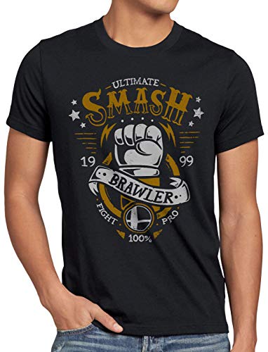 CottonCloud Smash Brawler Herren T-Shirt Ultimate bros Switch, Größe:L, Farbe:Schwarz von CottonCloud