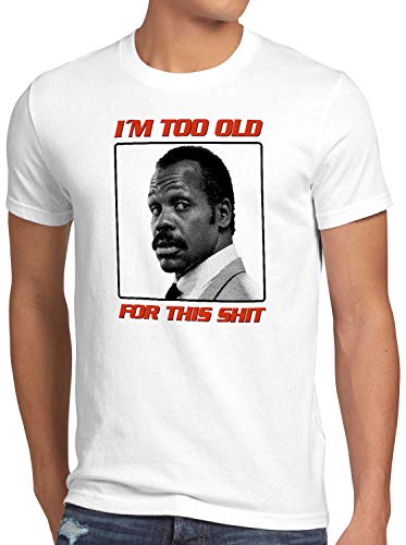 CottonCloud This Shit Herren T-Shirt Danny Glover Too Old, Größe:L, Farbe:Weiß von CottonCloud
