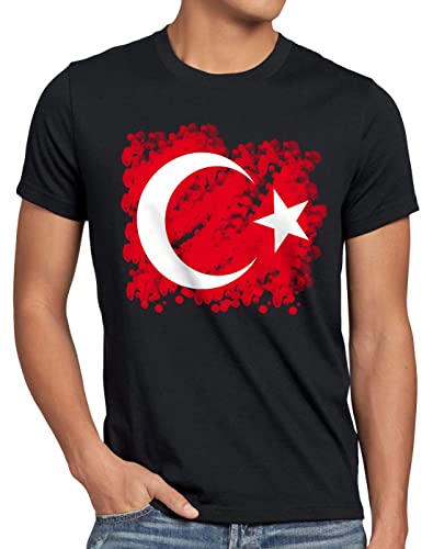 CottonCloud Türkei Herren T-Shirt Turkey Türkiye Flagge Mondstern, Größe:4XL, Farbe:Schwarz von CottonCloud