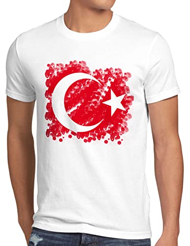 CottonCloud Türkei Herren T-Shirt Turkey Türkiye Flagge Mondstern, Größe:4XL, Farbe:Weiß von CottonCloud