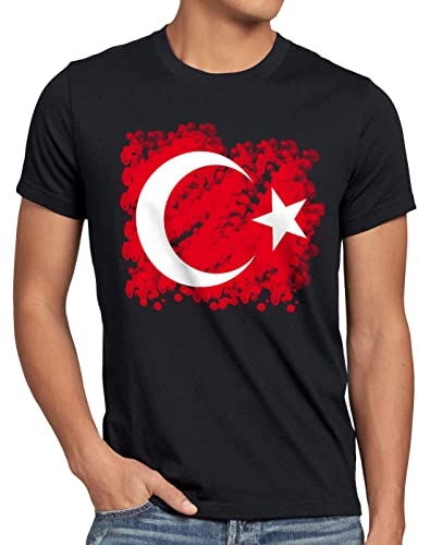 CottonCloud Türkei Herren T-Shirt Turkey Türkiye Flagge Mondstern, Größe:L, Farbe:Schwarz von CottonCloud