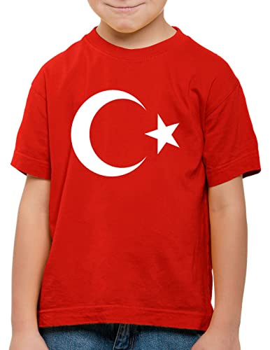 CottonCloud Türkei Kinder T-Shirt Turkey Türkiye Flagge Mondstern, Farbe:Rot, Größe:104 von CottonCloud