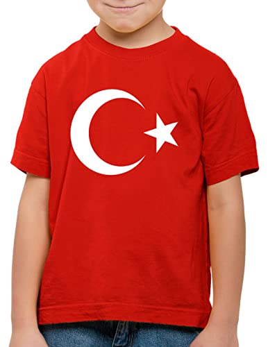 CottonCloud Türkei Kinder T-Shirt Turkey Türkiye Flagge Mondstern, Farbe:Rot, Größe:116 von CottonCloud