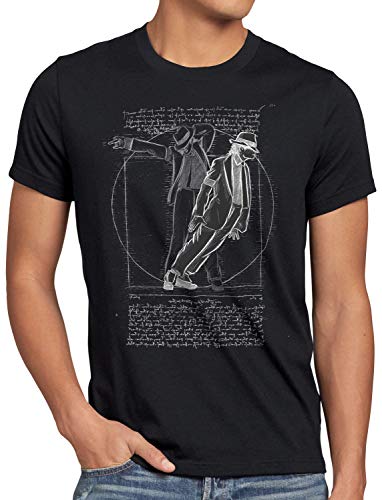 CottonCloud Vitruvianischer Pop King Herren T-Shirt da Vinci Michael Moonwalk, Größe:5XL, Farbe:Schwarz von CottonCloud