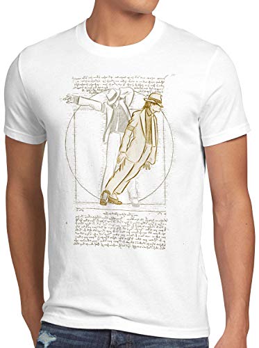 CottonCloud Vitruvianischer Pop King Herren T-Shirt da Vinci Michael Moonwalk, Größe:M, Farbe:Weiß von CottonCloud