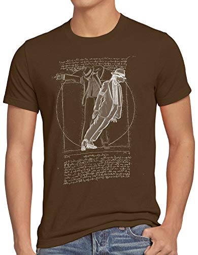 CottonCloud Vitruvianischer Pop King Herren T-Shirt da Vinci Michael Moonwalk, Größe:XL, Farbe:Braun von CottonCloud
