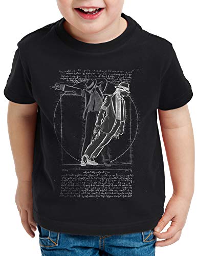 CottonCloud Vitruvianischer Pop King T-Shirt für Kinder da Vinci Michael Moonwalk, Farbe:Schwarz, Größe:116 von CottonCloud