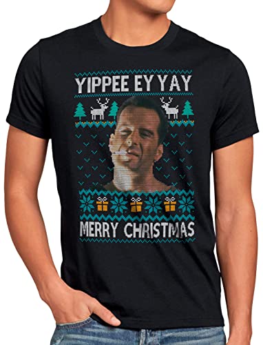 CottonCloud Yippee Ey Yay Herren T-Shirt mclane Xmas Weihnachten Weihnachtspullover Pulli Ugly Sweater Strick, Größe:L von CottonCloud