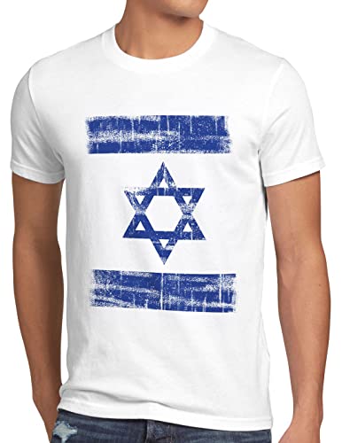 Israel Vintage Flagge Herren T-Shirt David Stern, Größe:5XL, Farbe:Weiß von CottonCloud