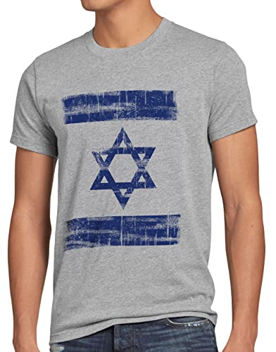 Israel Vintage Flagge Herren T-Shirt David Stern, Größe:L, Farbe:Grau meliert von CottonCloud